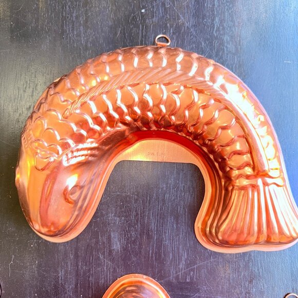 Vtg Copper Kitchen Mold Set Wall Hanging Decor Retro Bakeware Farmhouse Charm - Picture 2 of 8